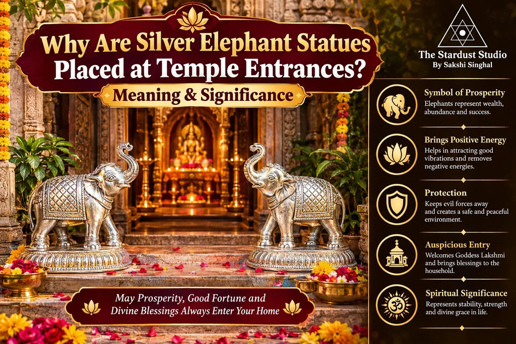 silver elephants at temple entrances