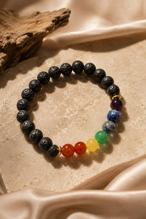 7 chakra lava stone bracelet