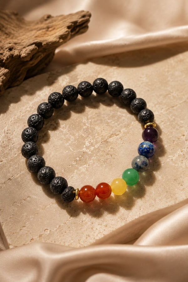 7 Chakra Lava Stone Bracelet