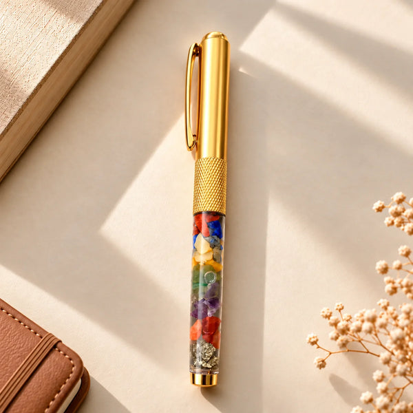 7 chakra crystal chips pen