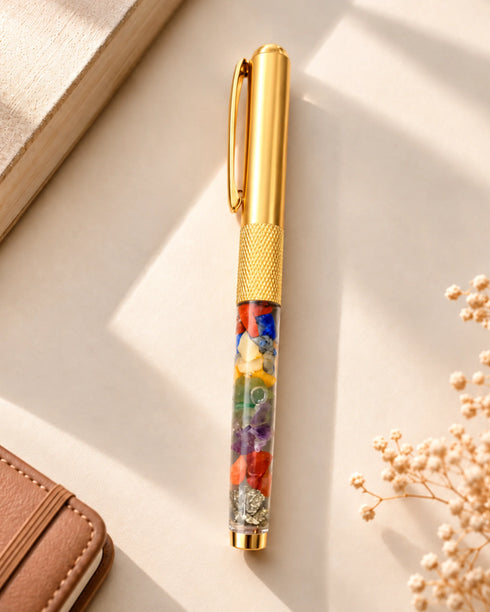 7 chakra crystal chips pen
