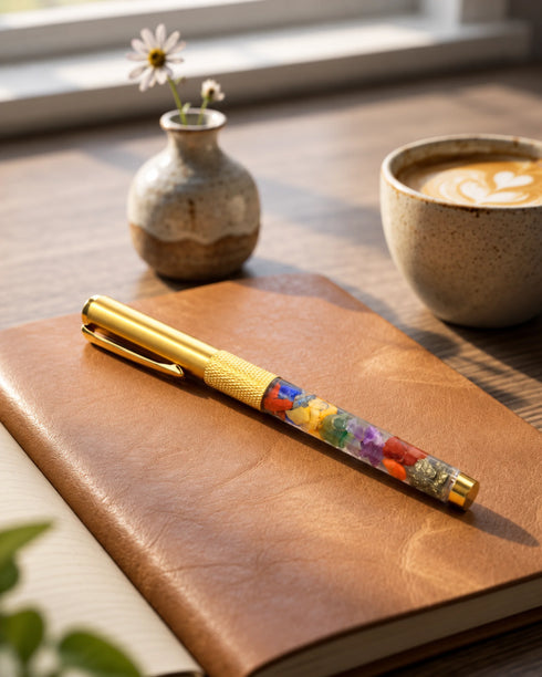 7 chakra crystal chips pen usage
