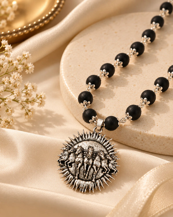 7 horses karungali mala german silver