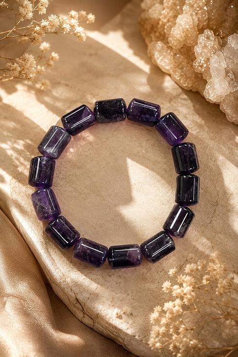 Amethyst Bracelet - Barrel Beads