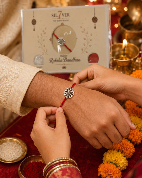 Swastik Pure Silver Rakhi
