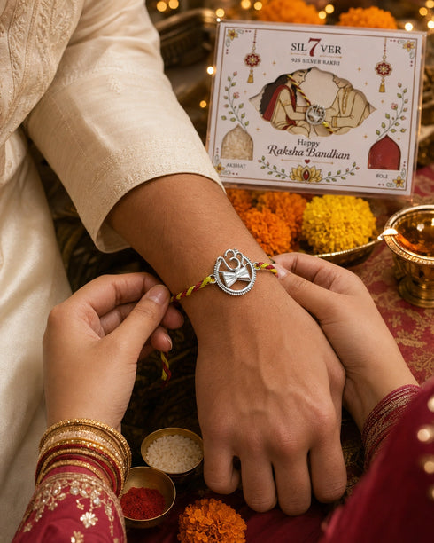 OM Damru Pure Silver Rakhi