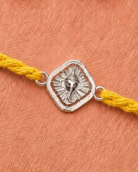 Divine Ganesha Pure Silver Rakhi