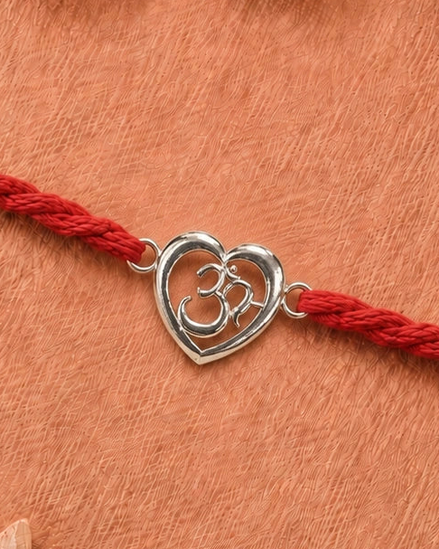 Divine Heart Om Chand Silver Rakhi