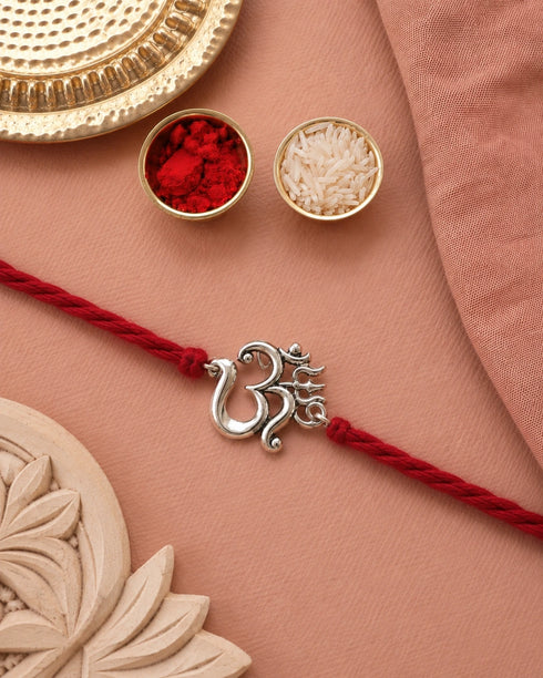 OM Trishul Chand Pure Silver Rakhi