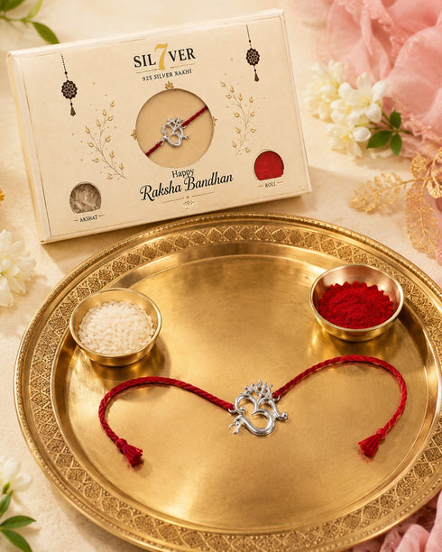 OM Trishul Chand Pure Silver Rakhi