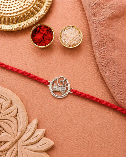 OM Damru Pure Silver Rakhi
