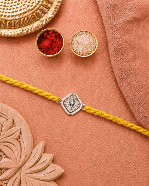 Divine Ganesha Pure Silver Rakhi