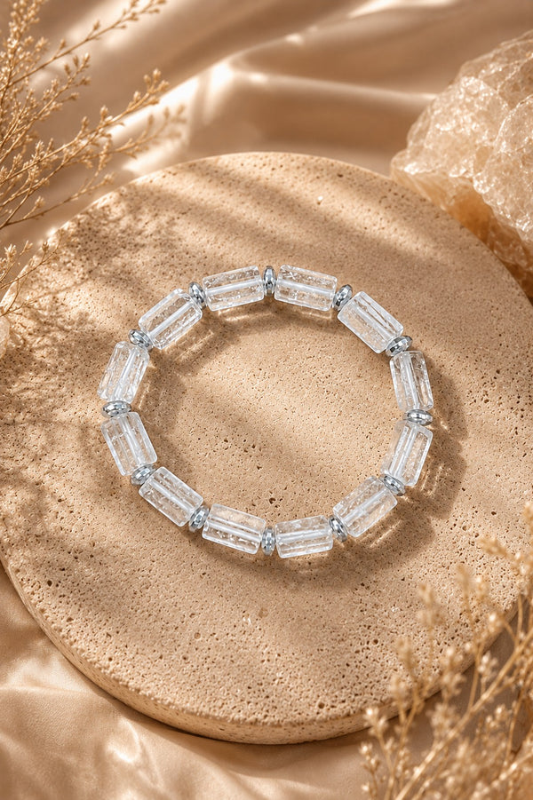 Clear Quartz Bracelet - Tube Beads