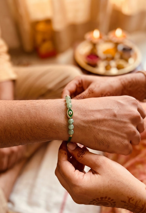 Evil Eye Green Aventurine Rakhi Original
