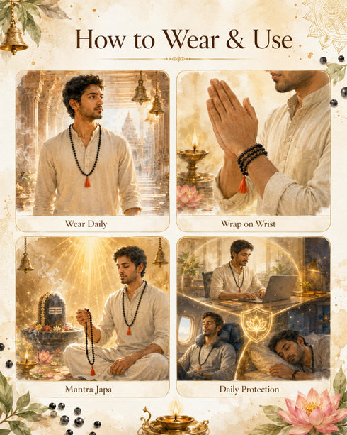 Karungali Mala how to wear