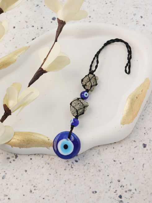 Pyrite & Evil Eye Hanging