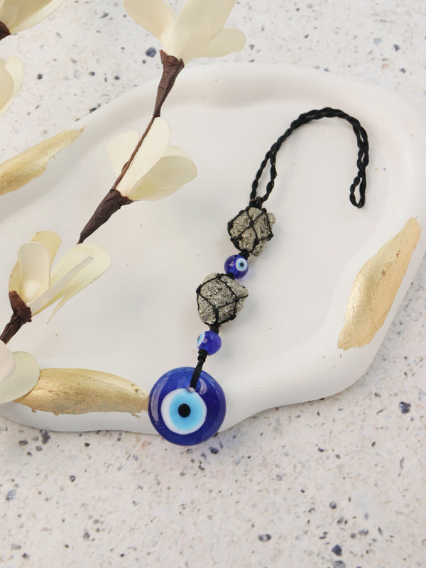 Pyrite & Evil Eye Hanging