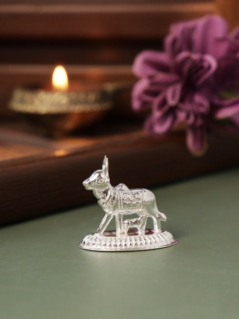 Kamdhenu Cow with Calf - Silver