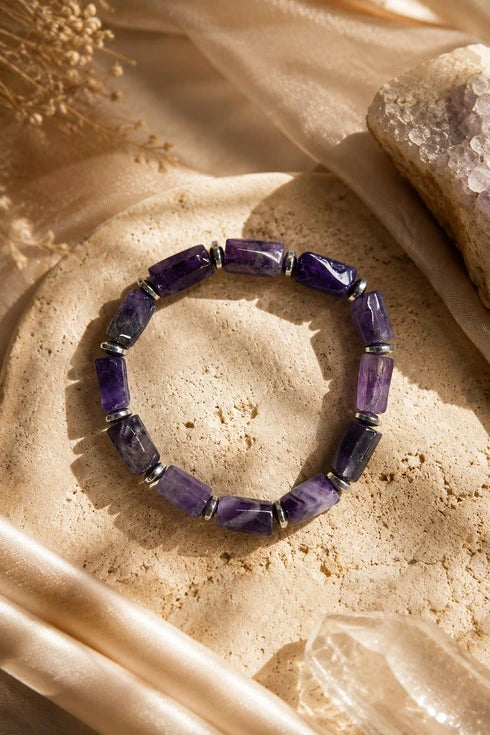 Amethyst Bracelet - Tube Beads