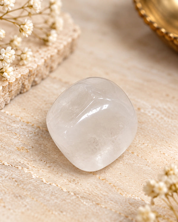 clear quartz crystal tumble