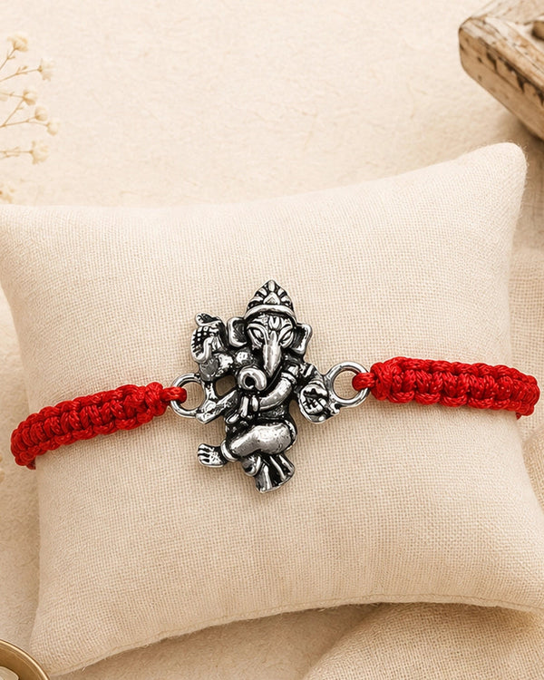 dancing ganesha silver rakhi