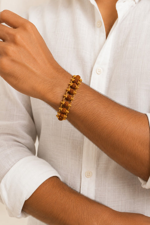 gold plated rudraksha metal bracelet online