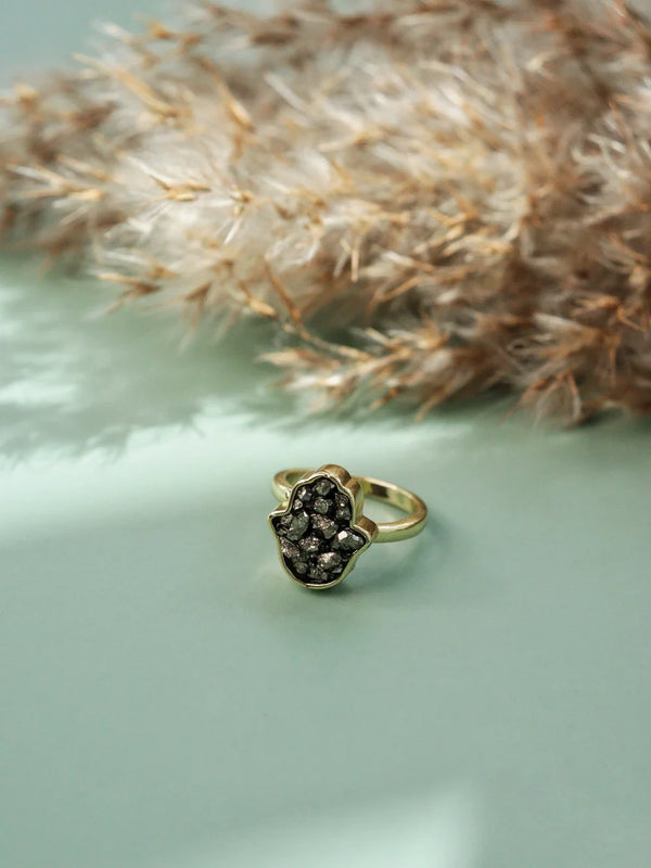 humsa pyrite ring