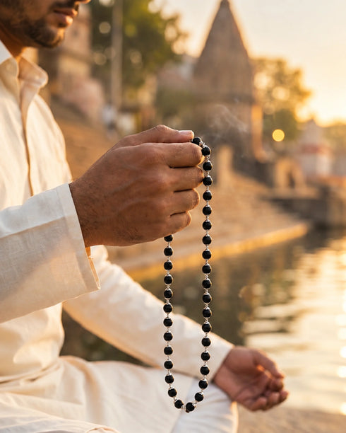 karungali mala german silver cap