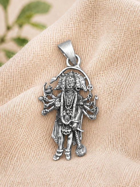 panchmukhi hanuman silver pendant