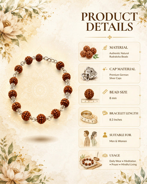 product details Rudraksha German Silver Cap