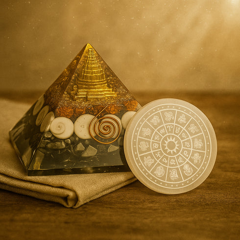 Money Magnet Pyramid & Selenite Plate