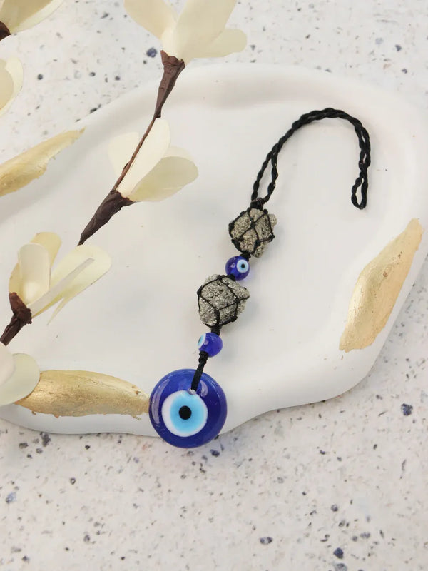 pyrite evil eye hanging