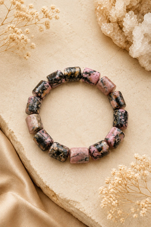 rhodonite barrel bracelet