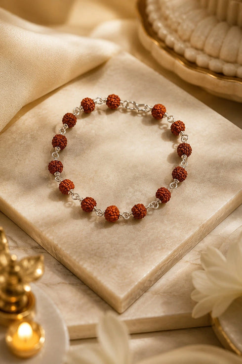 rudraksha bracelet with german silver cap