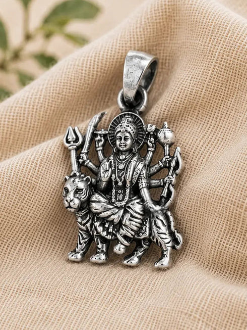 shree durga mata silver pendant