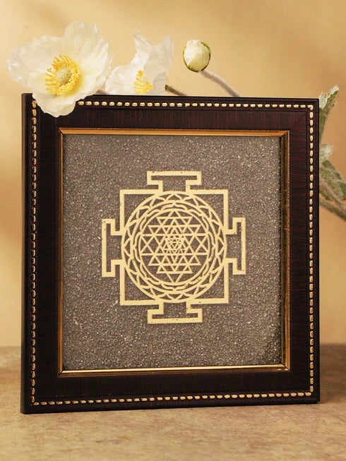 shree yantra pyrite frame