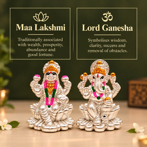 silver ganesh lakshmi murti