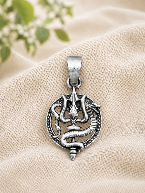 trishul vasuki silver pendent