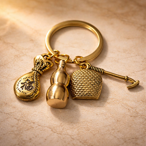 Four Wealth Symbols Feng Shui Keychain