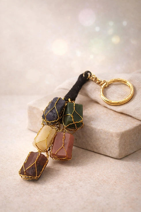 7 Chakra Raw Tumbles Keychain