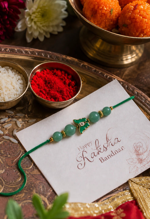 Green Aventurine Butterfly Rakhi