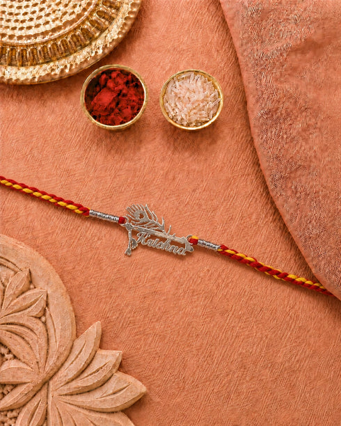 Krishna Mor Pankh Pure Silver Rakhi