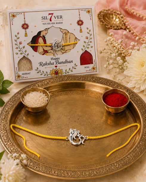 OM Ganesha  Pure Silver Rakhi