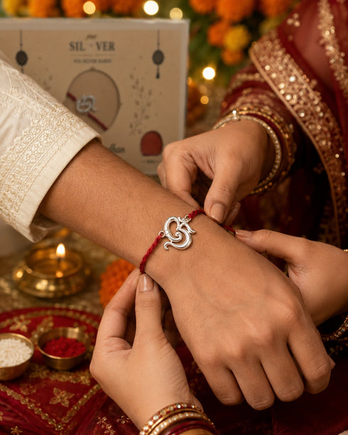 OM Ganesha Chand Pure Silver Rakhi