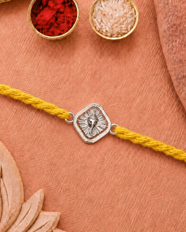 Divine Ganesha Pure Silver Rakhi