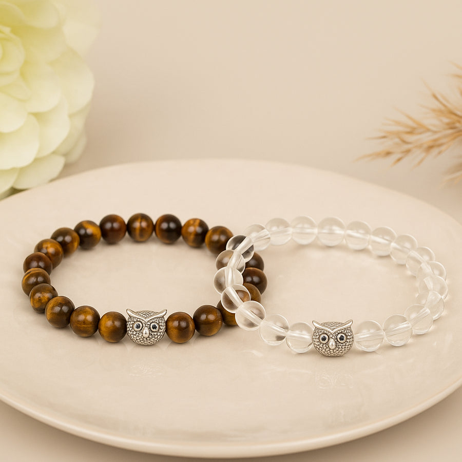 Clear Quartz & Tiger Eye Bracelet Combo