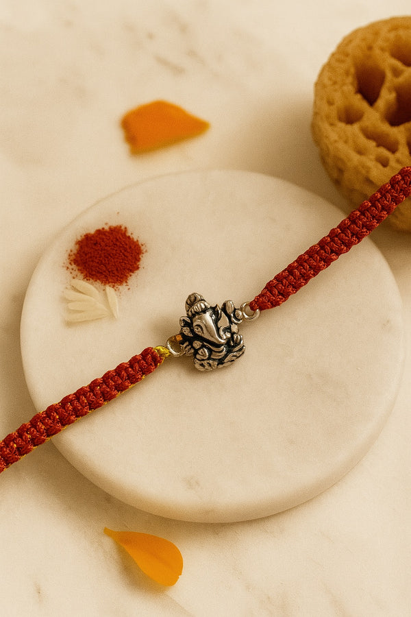 Ganesh Pure Silver Rakhi 1