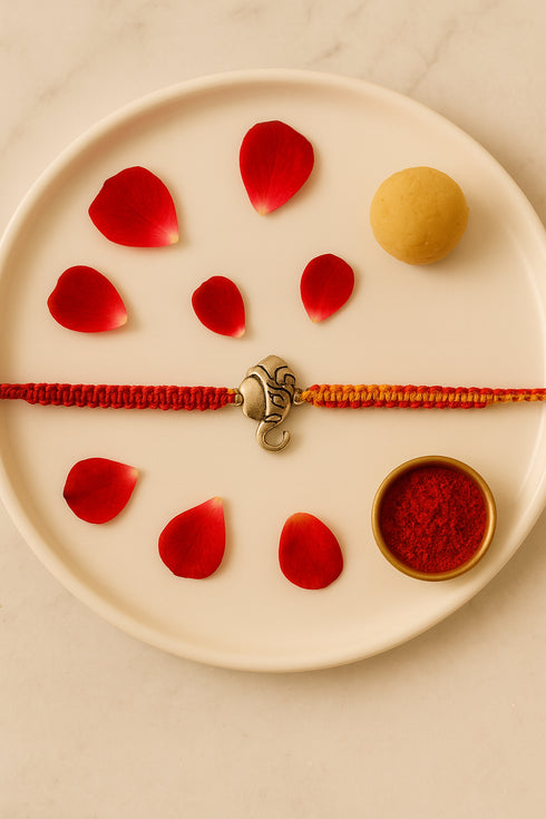Ganesha Face Pure Silver Rakhi