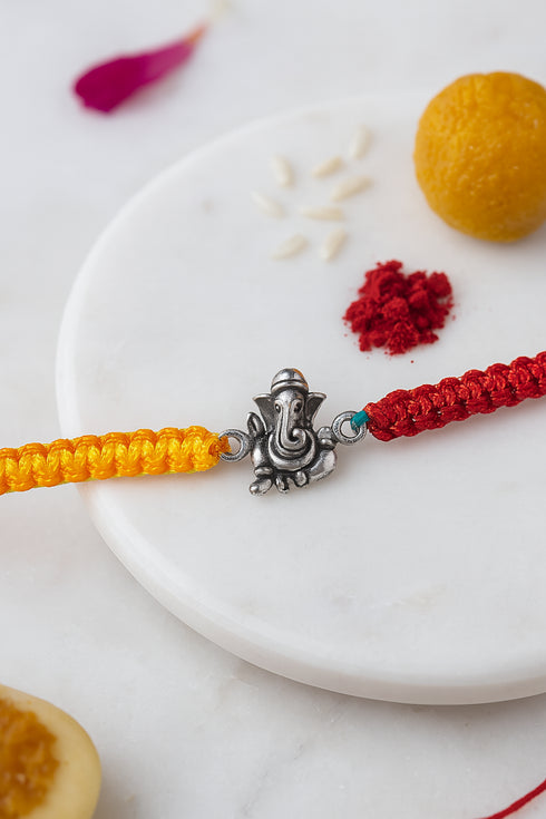 Ganesha Blessing Pure Silver Rakhi