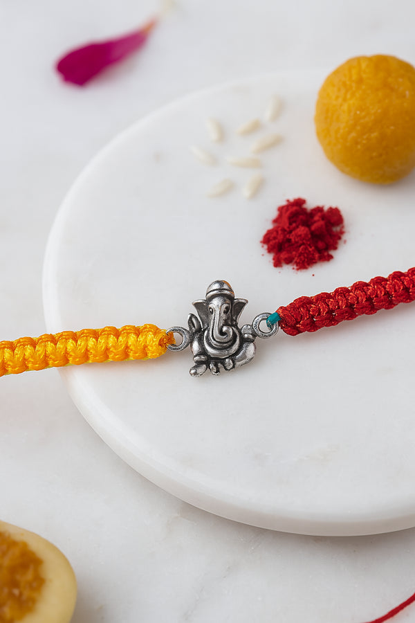 Ganesha Blessing Pure Silver Rakhi